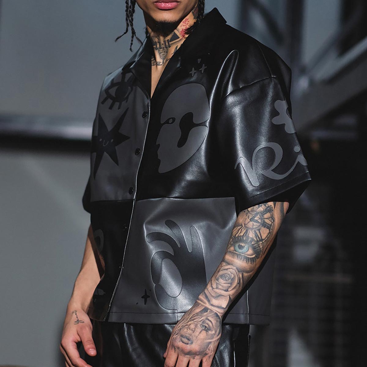 Tribal colorblock button up