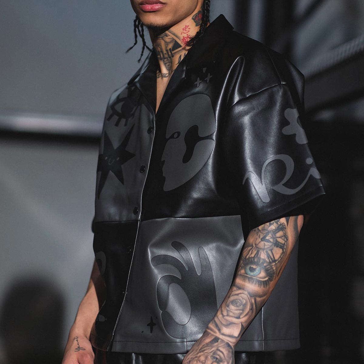 Tribal colorblock button up