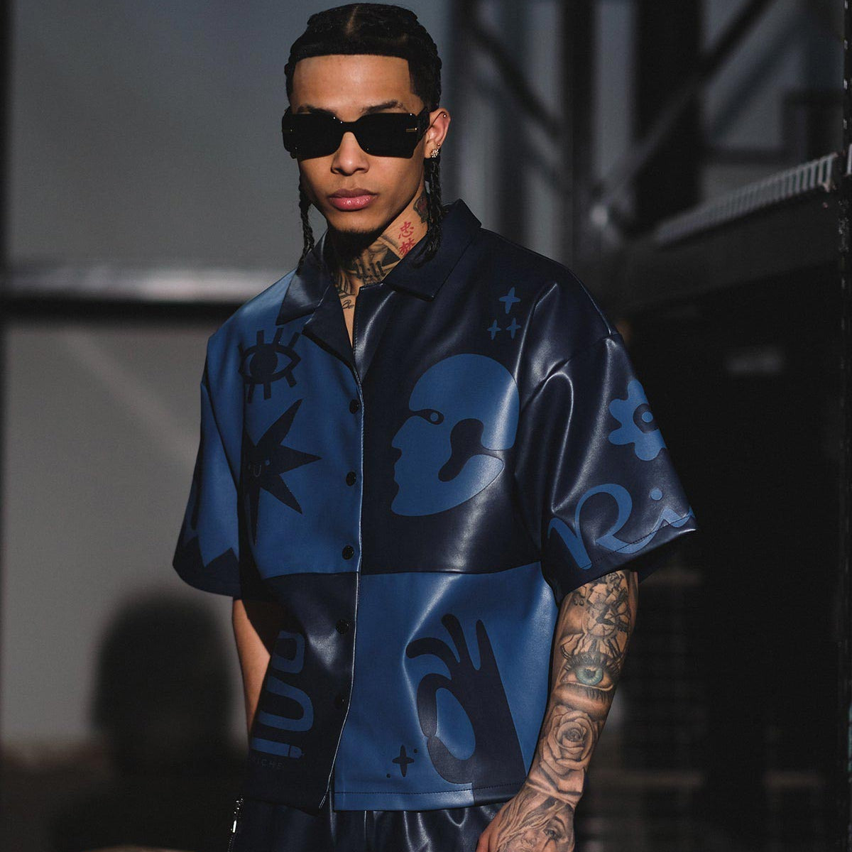 Tribal colorblock button up