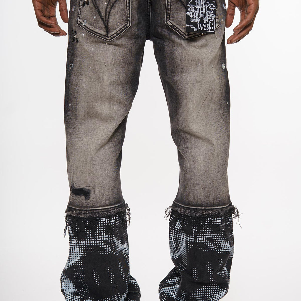 Rhinestone embellished denim pant