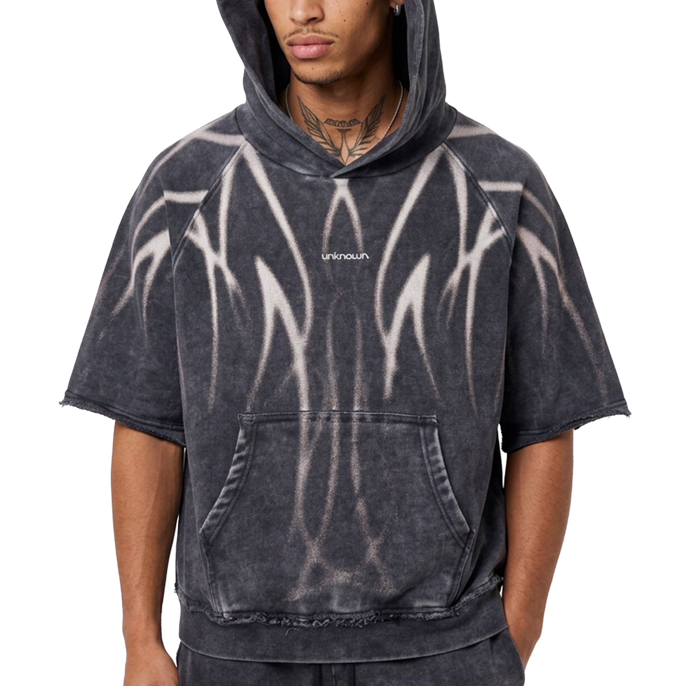 Short sleeve printed hoodie