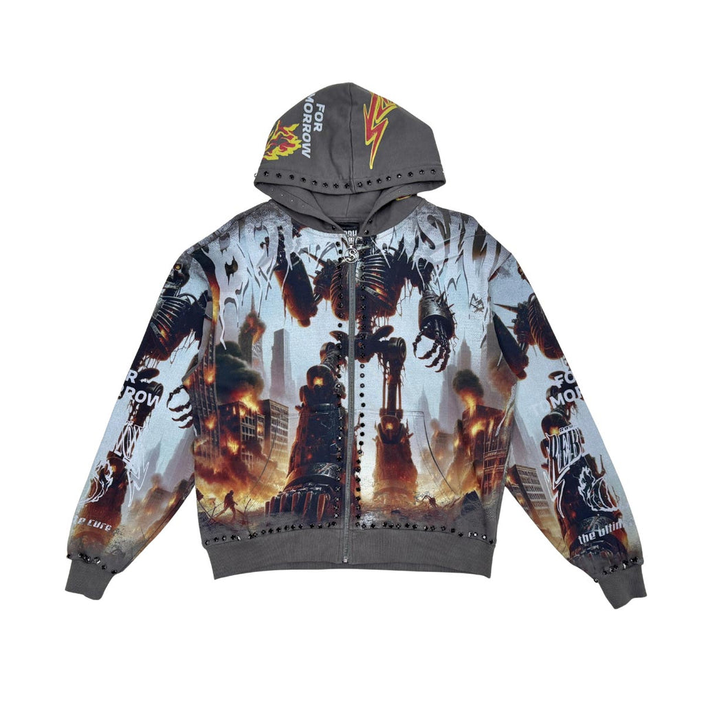 Stray robot attack full-zip hoodie