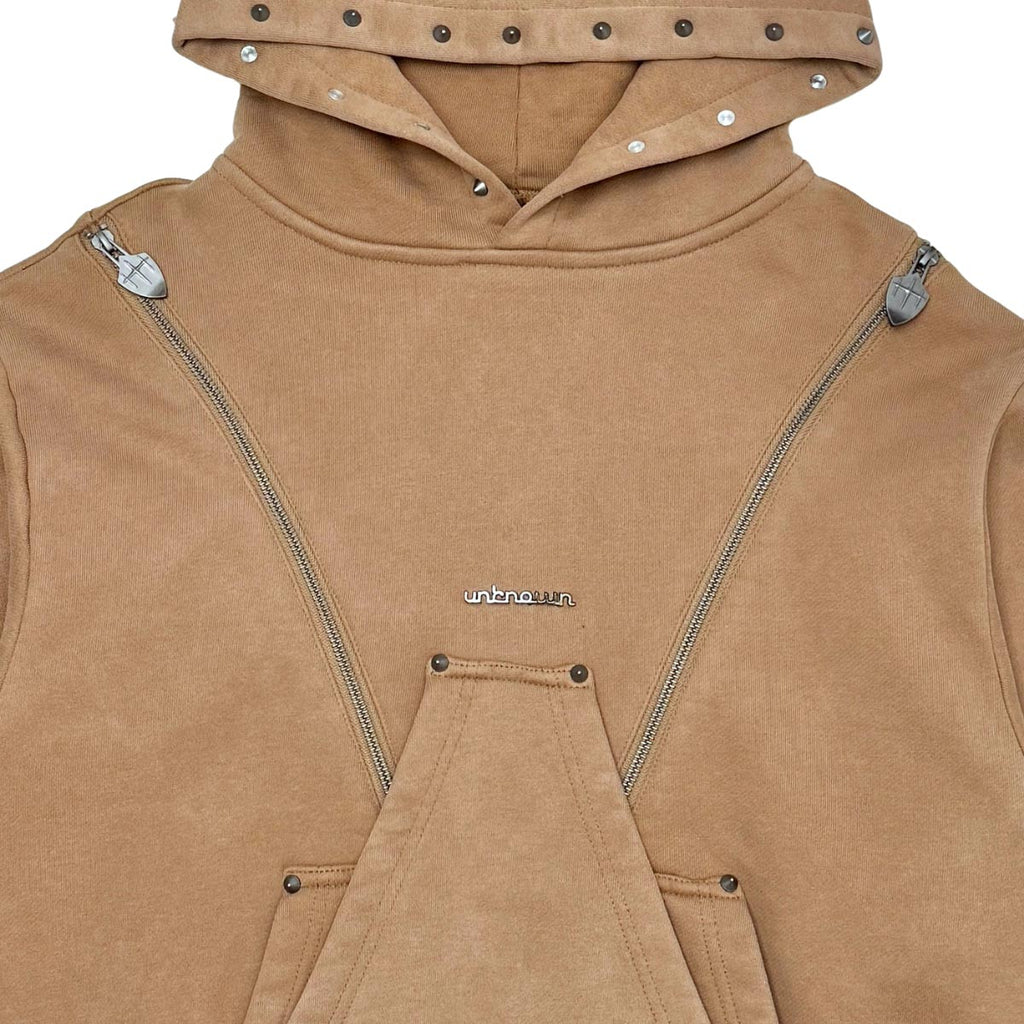Unknown garment-dyed, heavyweight cotton fleece pullover hoodie