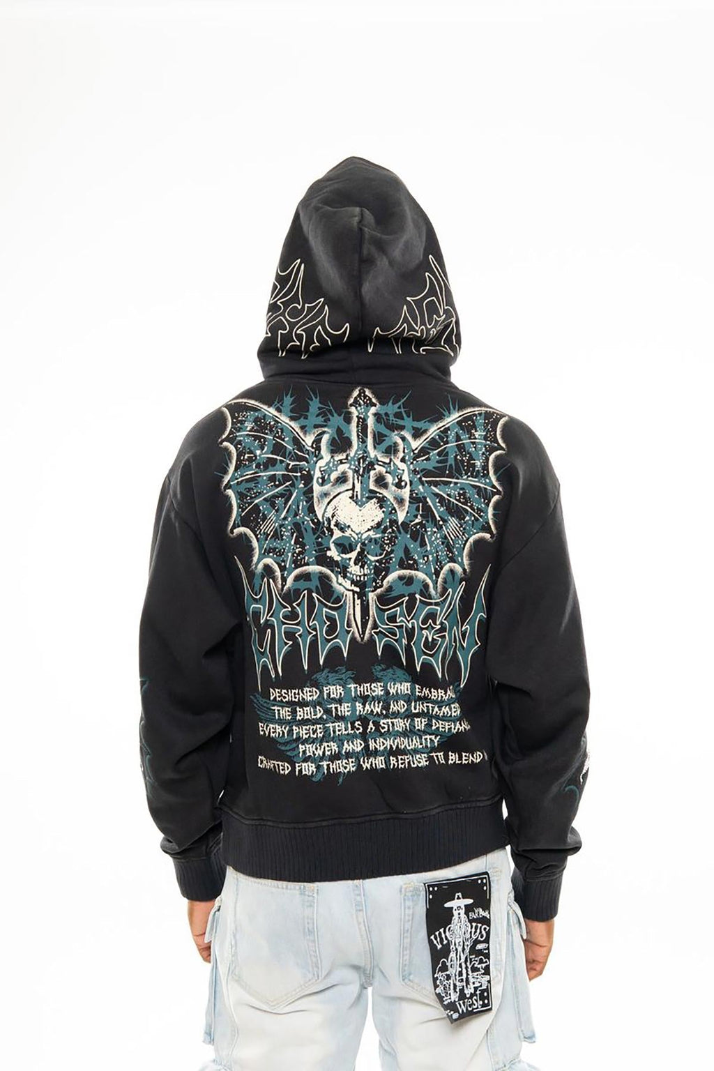 Sword in skull oversized pull-over hoodie