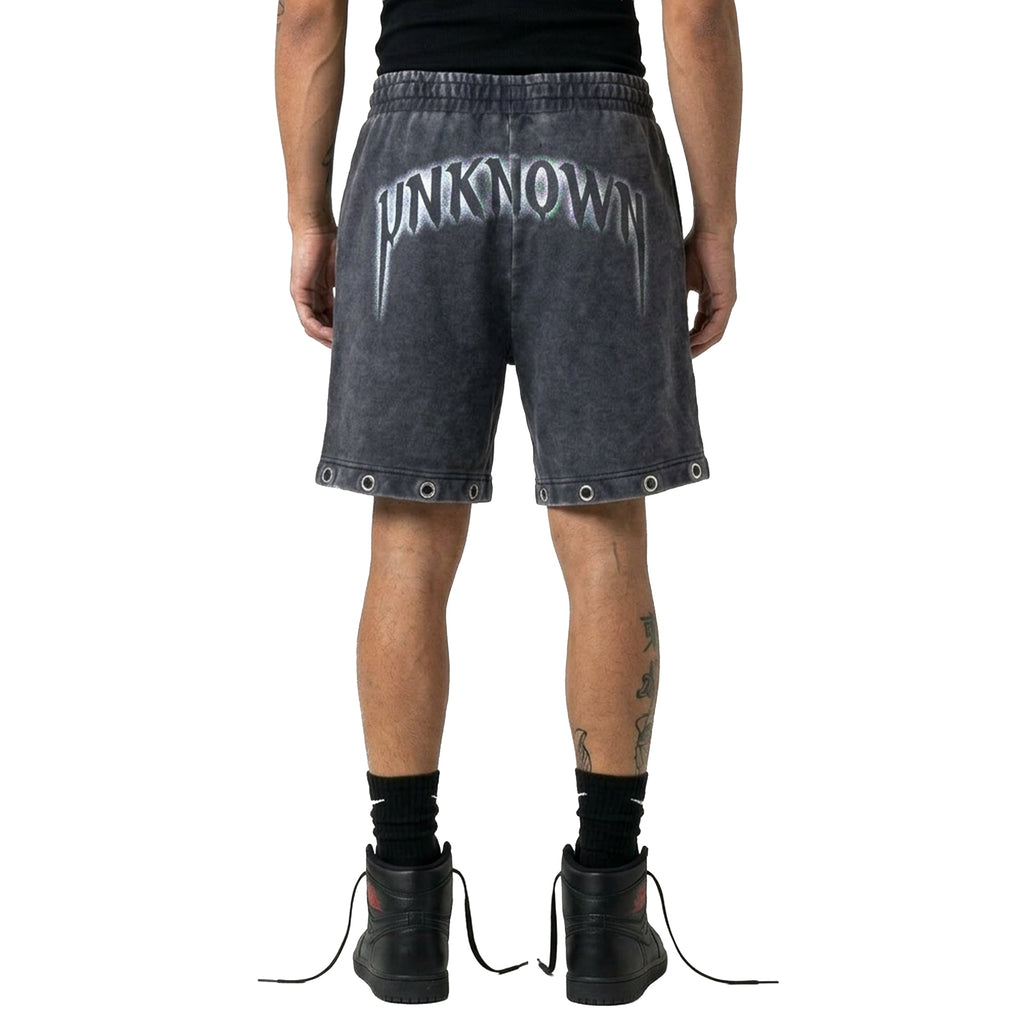 Drawstring printed washed shorts