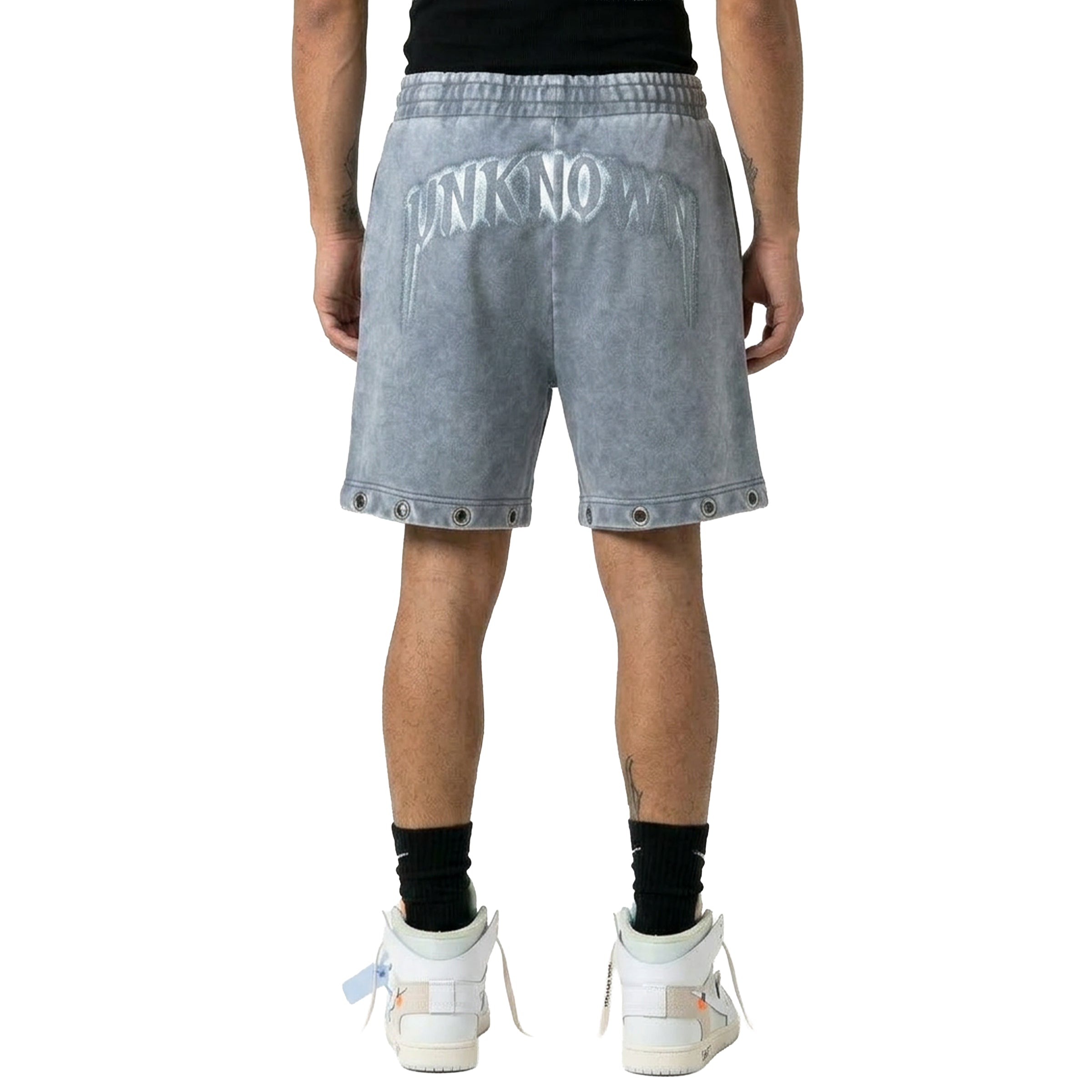 Drawstring printed washed shorts