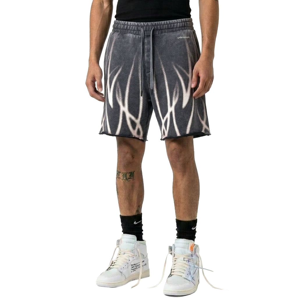 Faded flames washed shorts