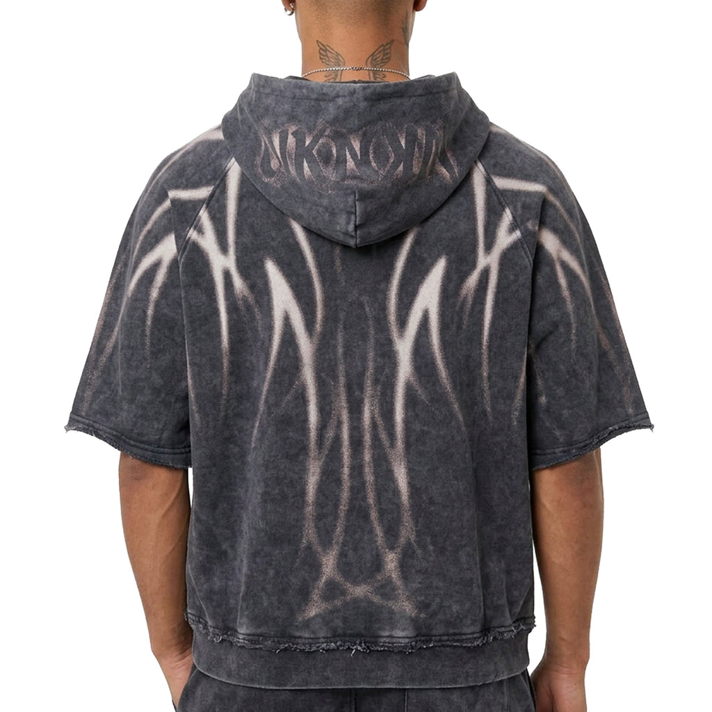 Short sleeve printed hoodie