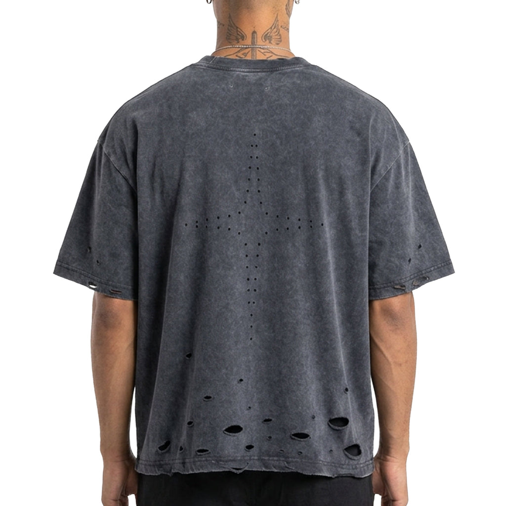 Distressed logo washed tee