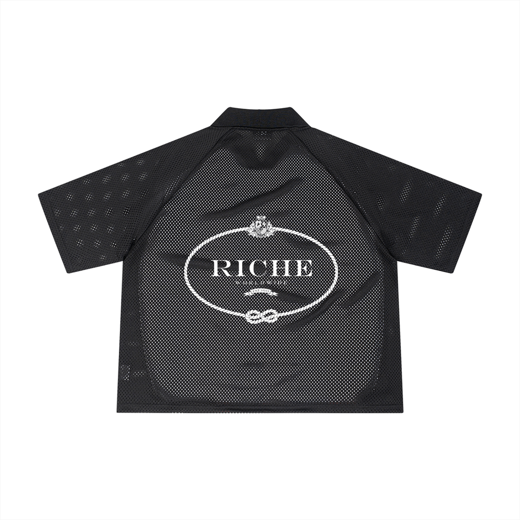 Rr striped mesh boxy soccer jersey