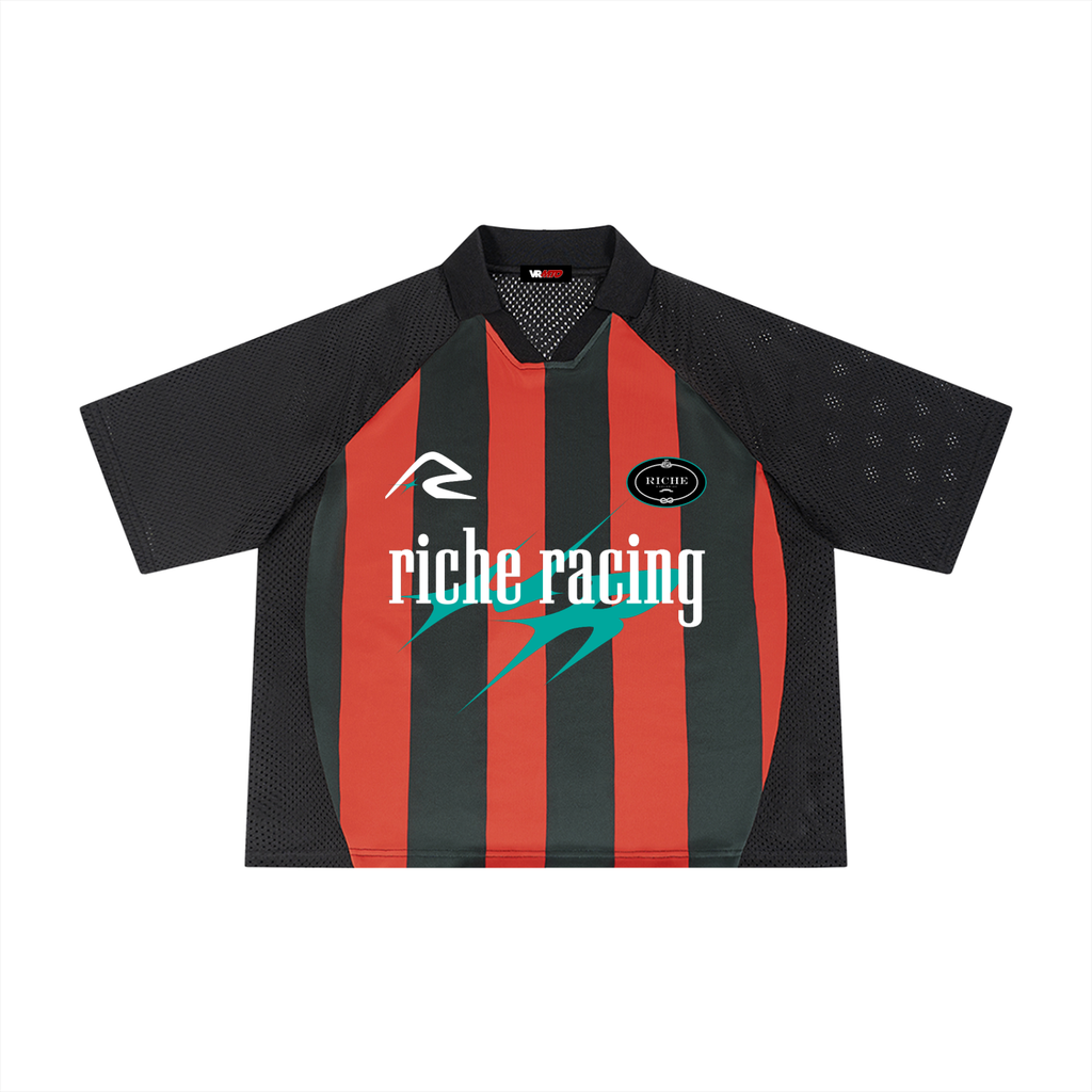 Rr striped mesh boxy soccer jersey