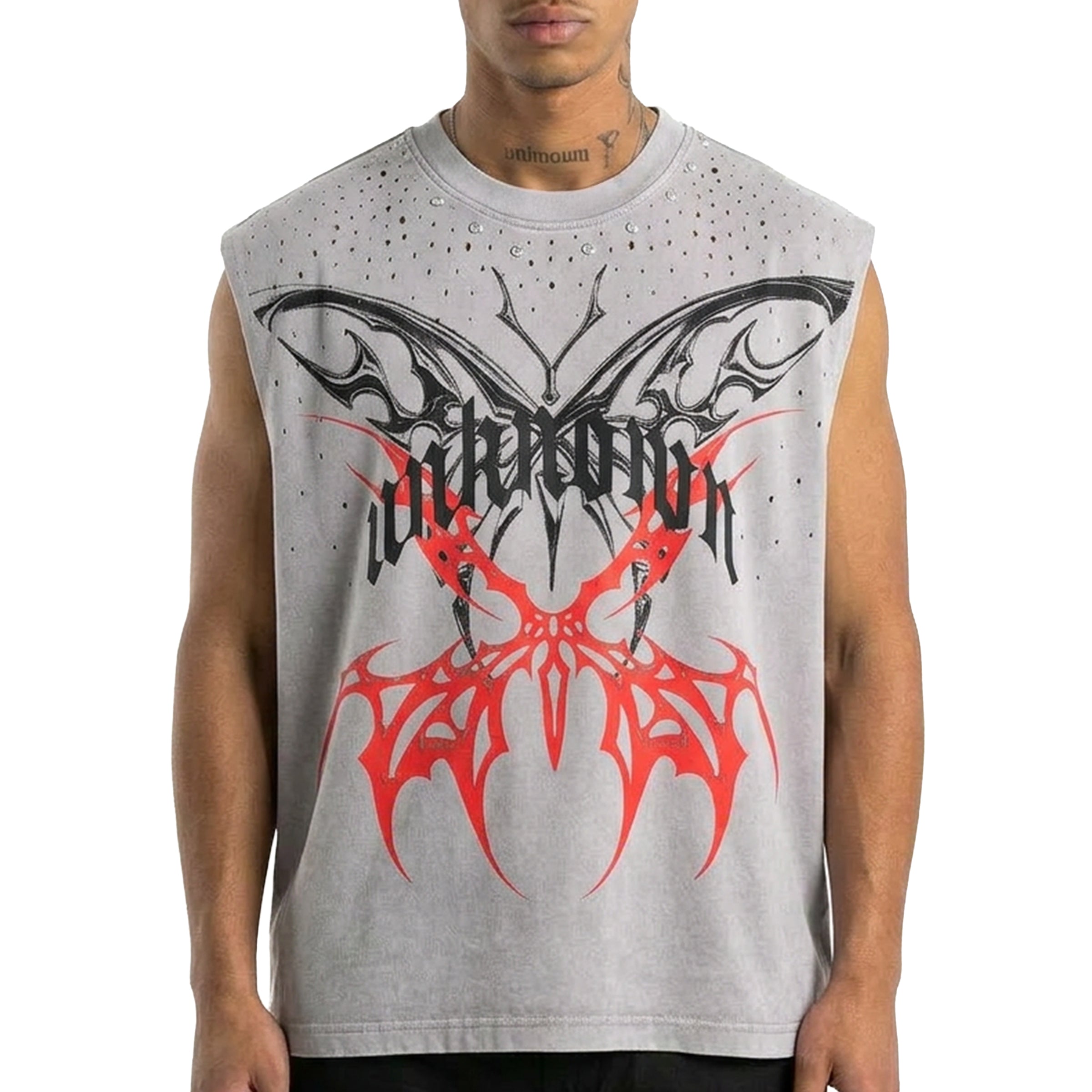 Printed wings sleeveless tee