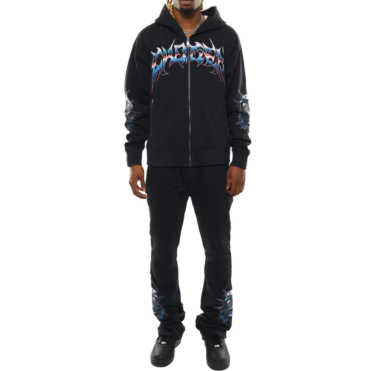 Crazy eyes oversized full zip hoodie set