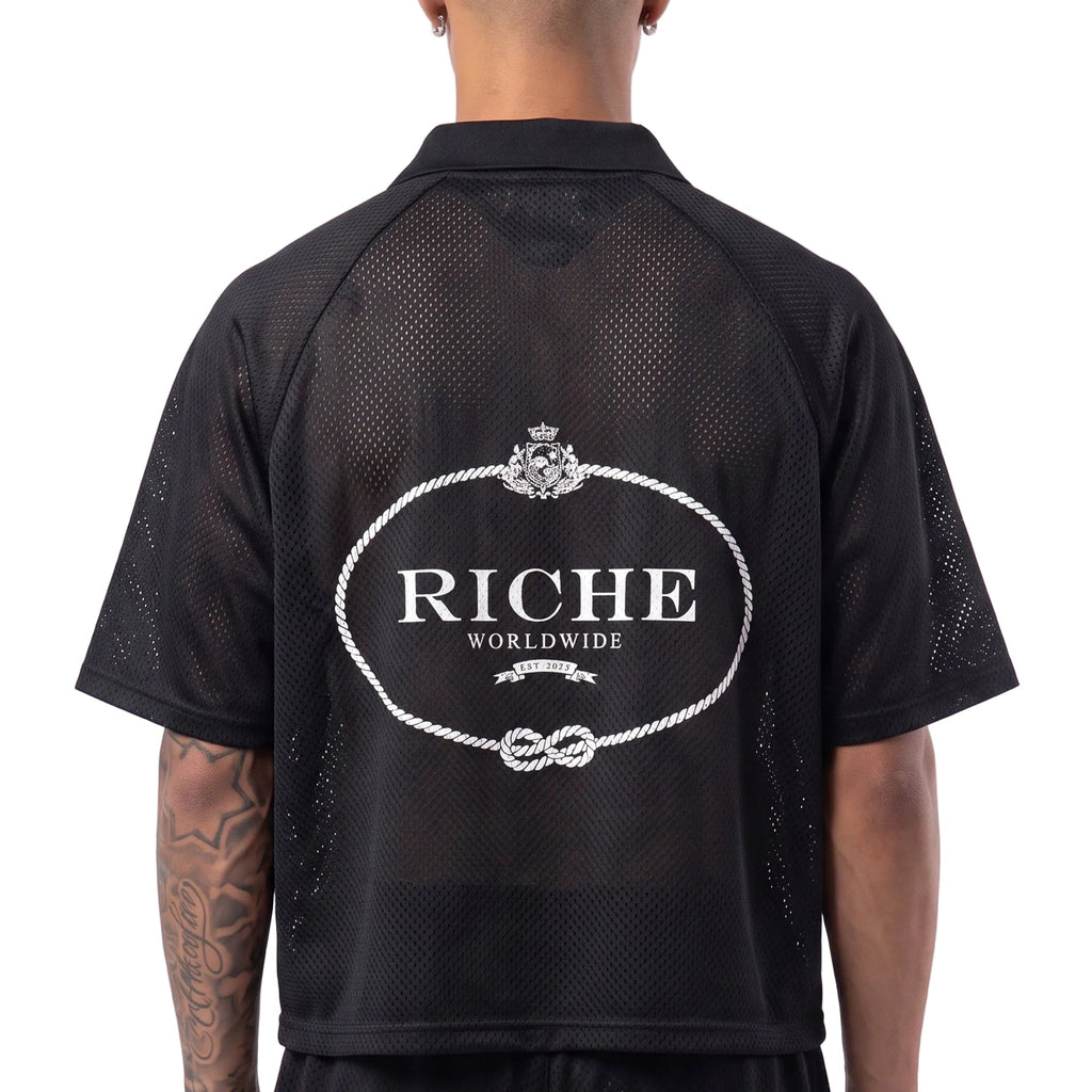 Rr striped mesh boxy soccer jersey