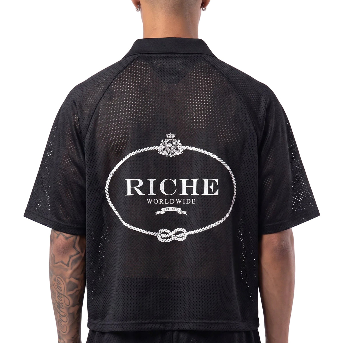 Rr striped mesh boxy soccer jersey