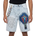 Divine fracture denim shorts