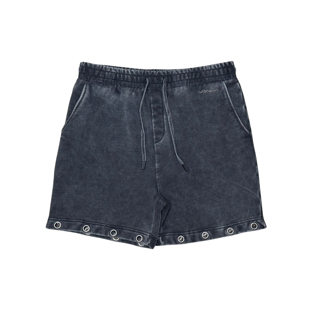 Drawstring printed washed shorts