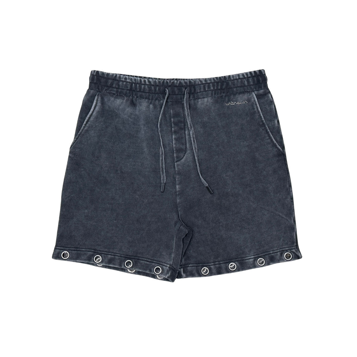 Drawstring printed washed shorts