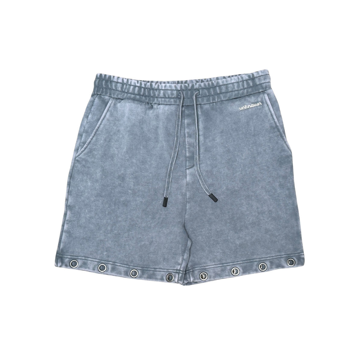 Drawstring printed washed shorts