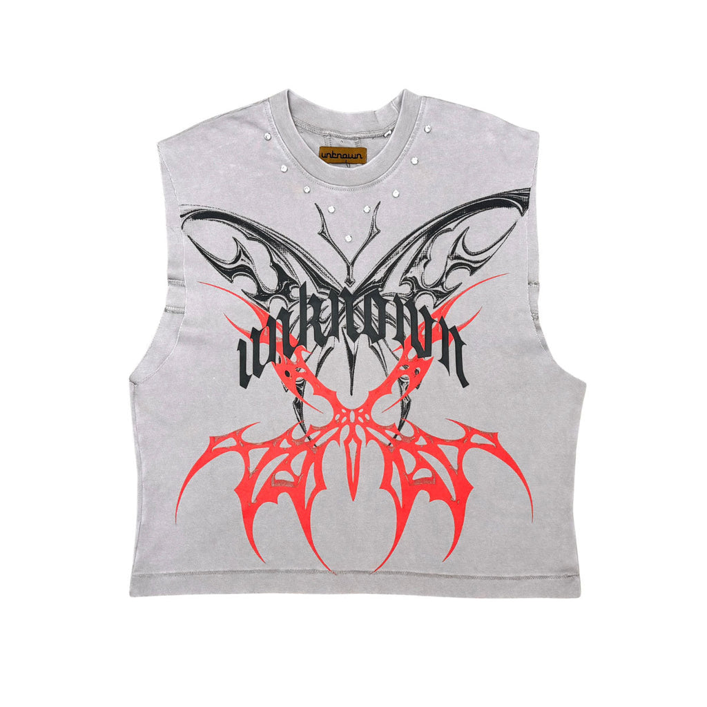 Printed wings sleeveless tee
