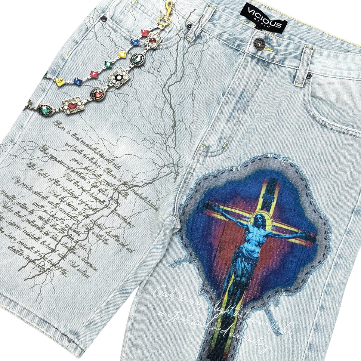 Divine fracture denim shorts