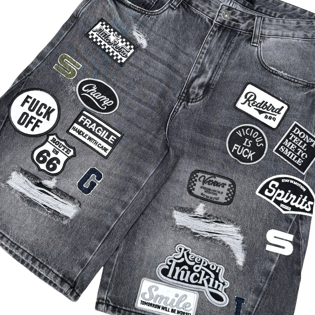 Denim patch  shorts
