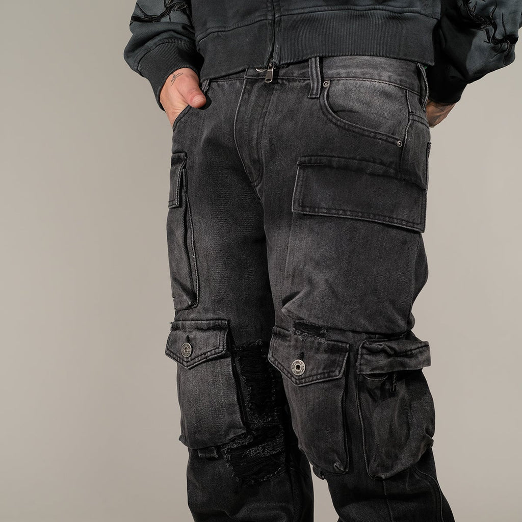 Multi cargo baggy/ loose fit denim