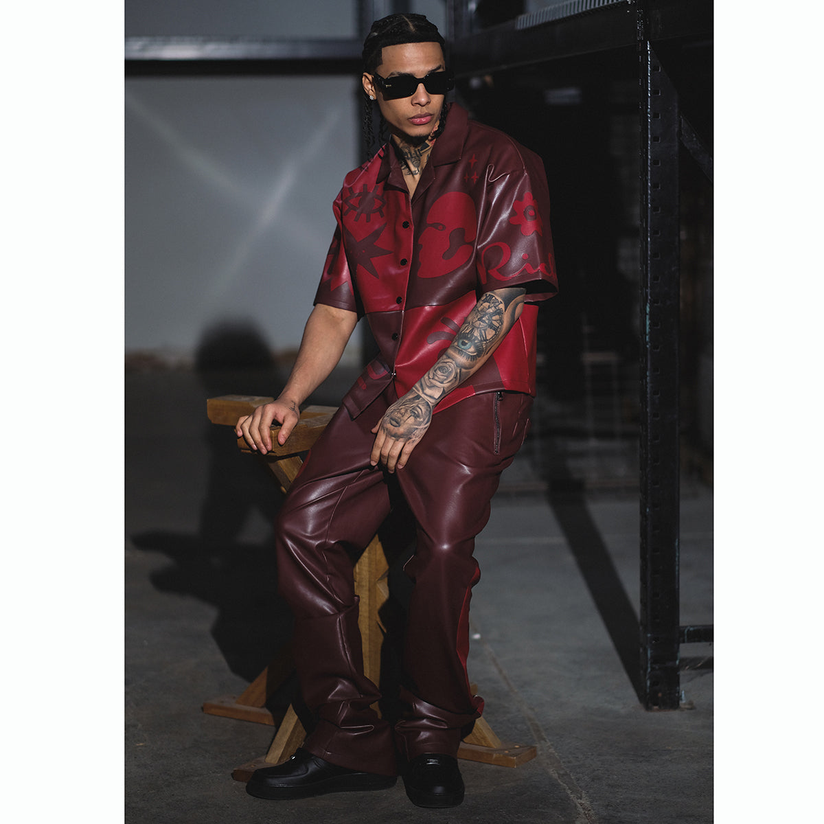 Tribal colorblock button up