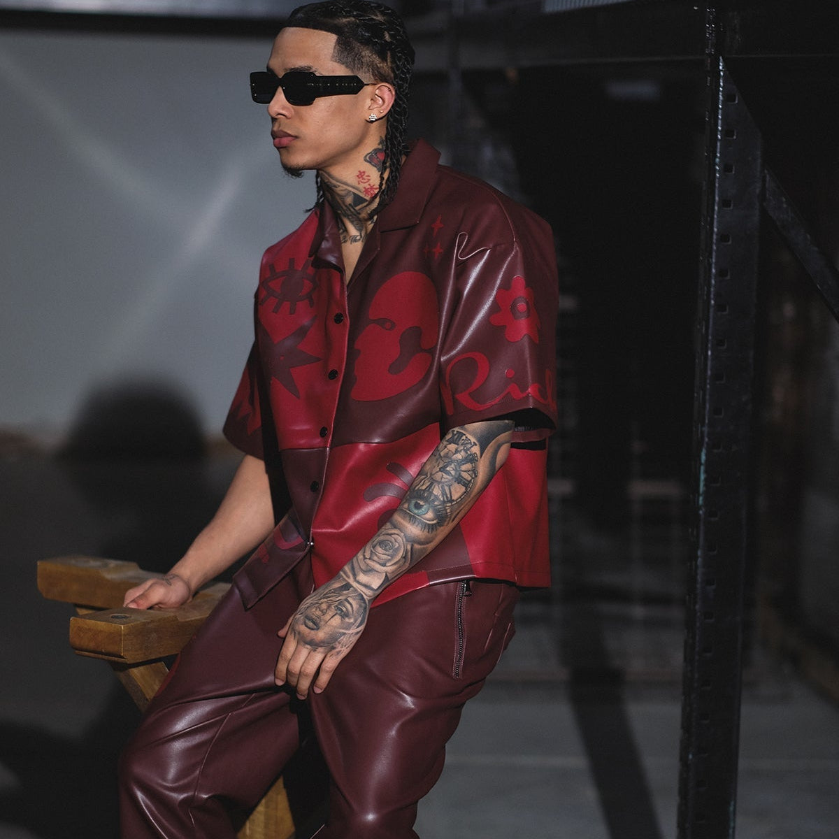 Tribal colorblock button up