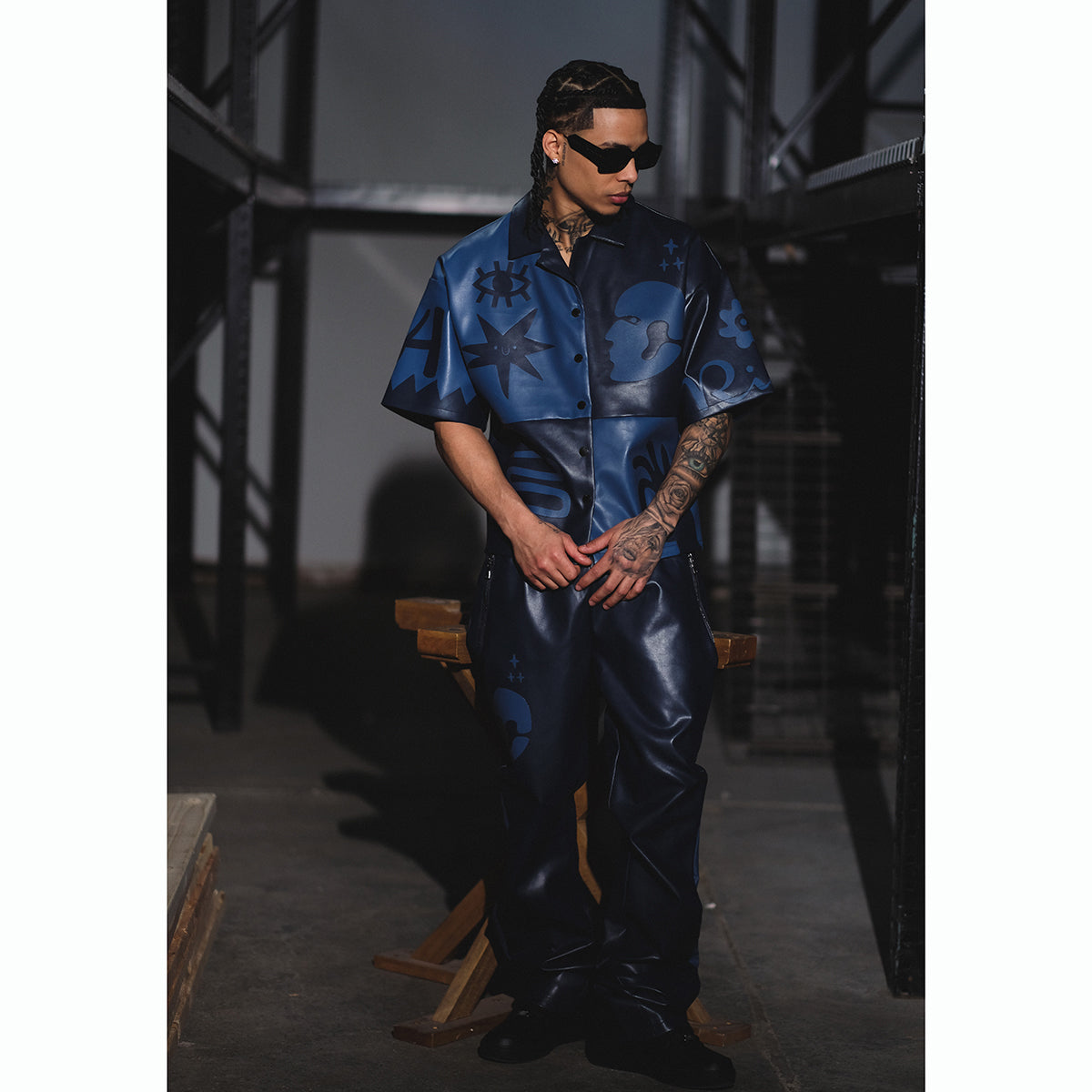 Tribal colorblock button up