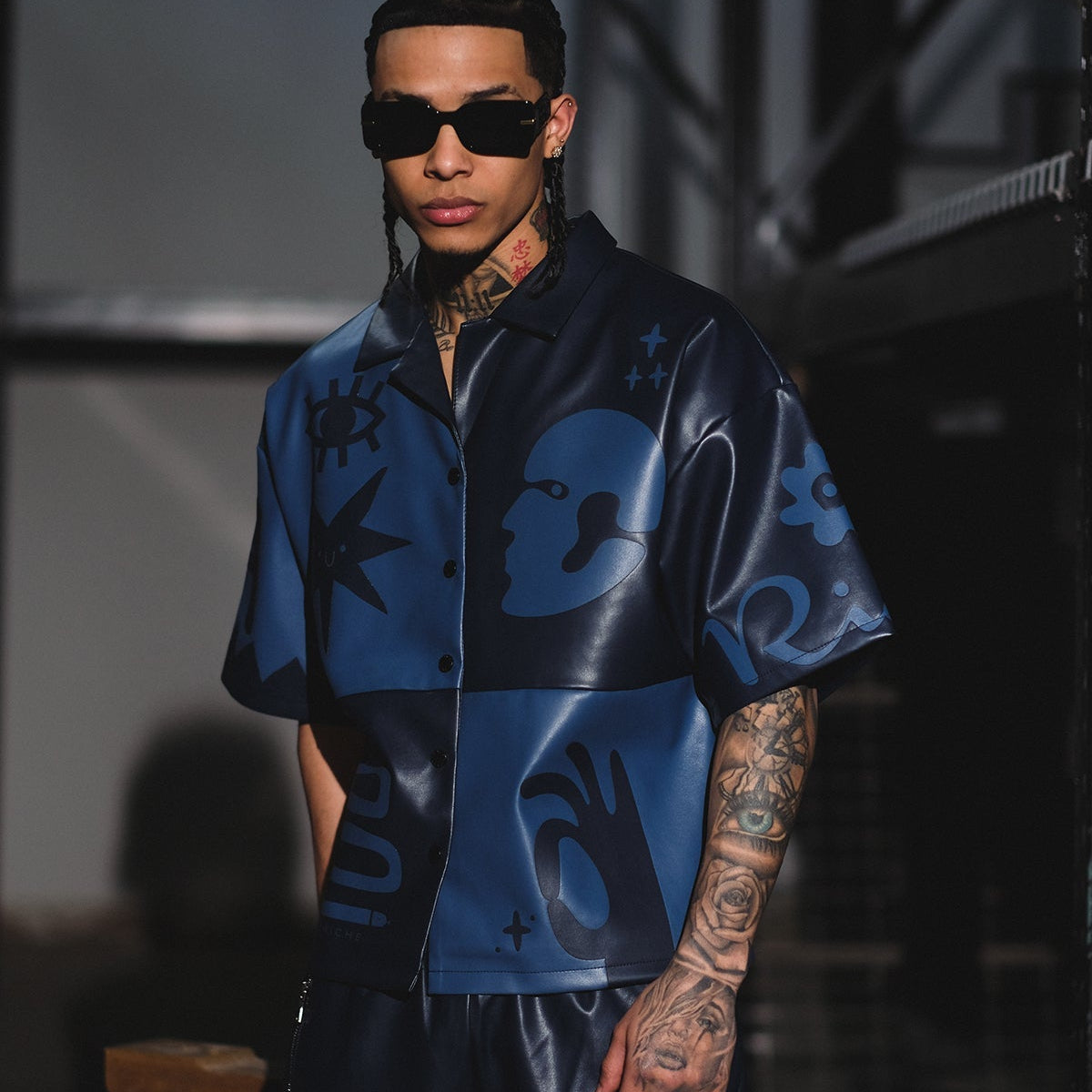 Tribal colorblock button up