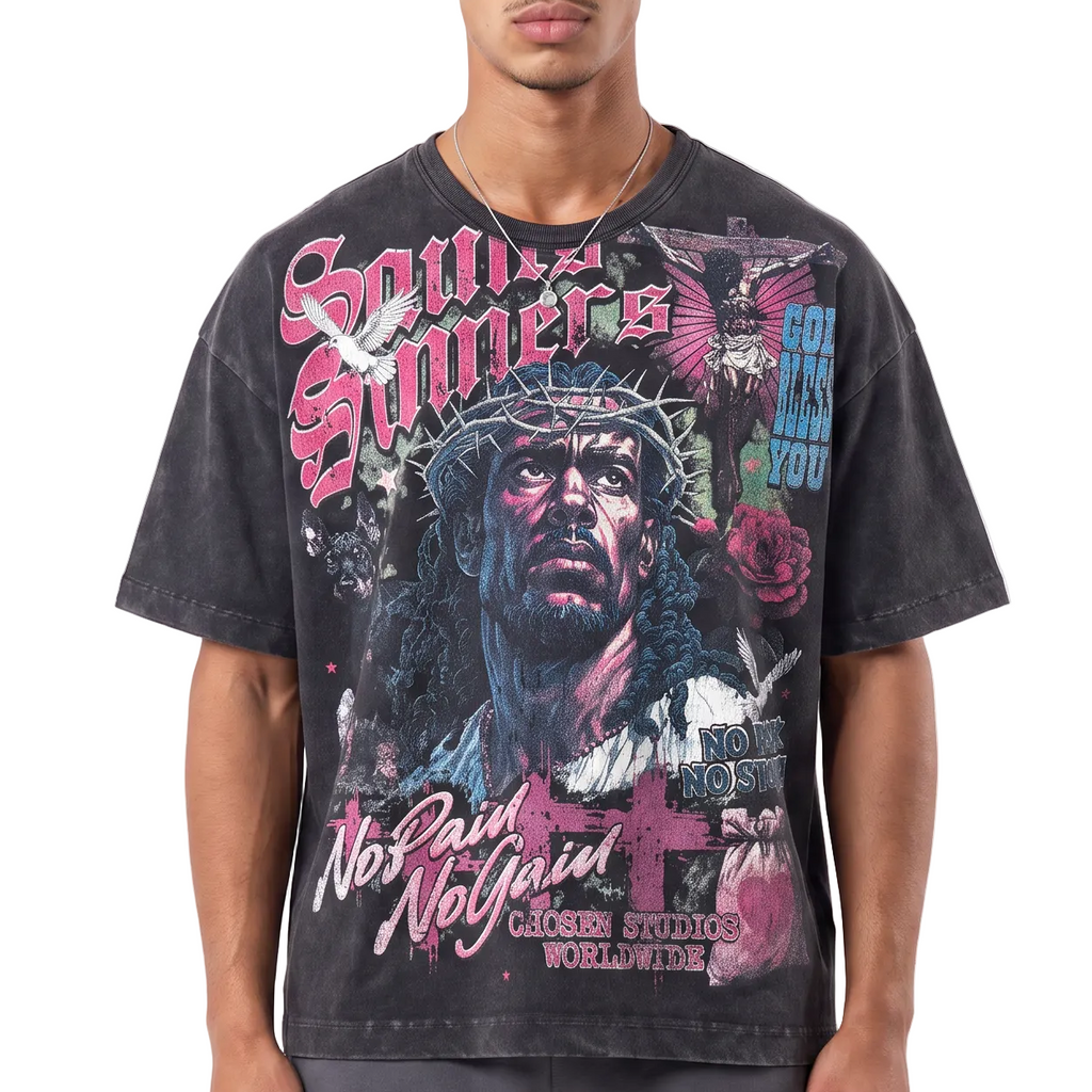 No Pain No Gain Vintage Jesus Graphic Tee